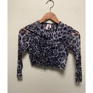 Sweet Pea Womens Crop Top Small Gray Animal Mesh Sheer Mob Wife Deadstock Y2K